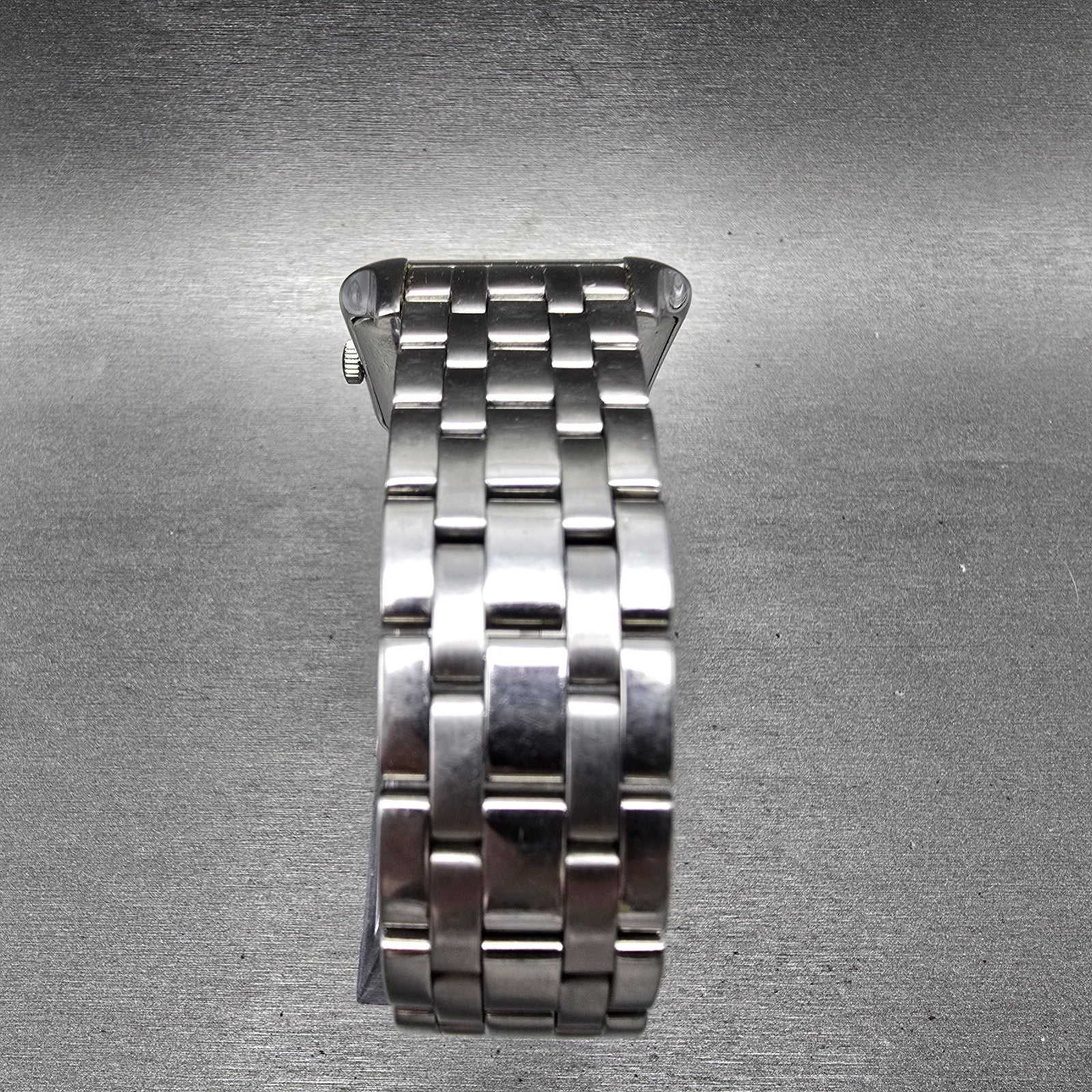 Emporio Armani Tank Watch Men 35mm White Dial Steel Date Rectangle New Battery D7