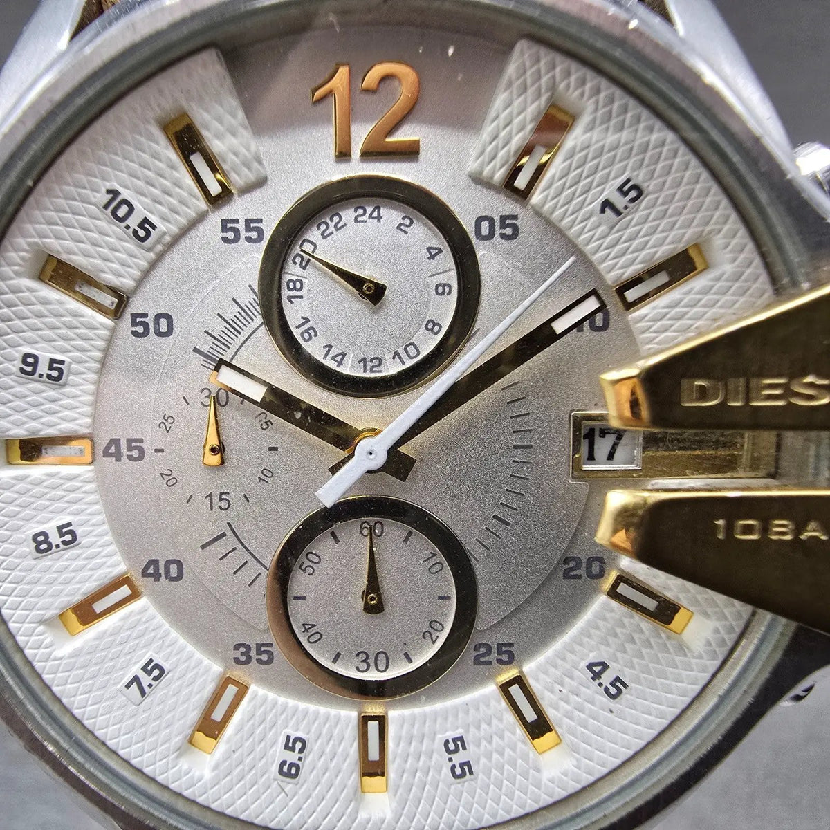 Diesel Mega Chief Chronograph Watch Men 45mm White Dial Steel Date DZ4265 PARTS2