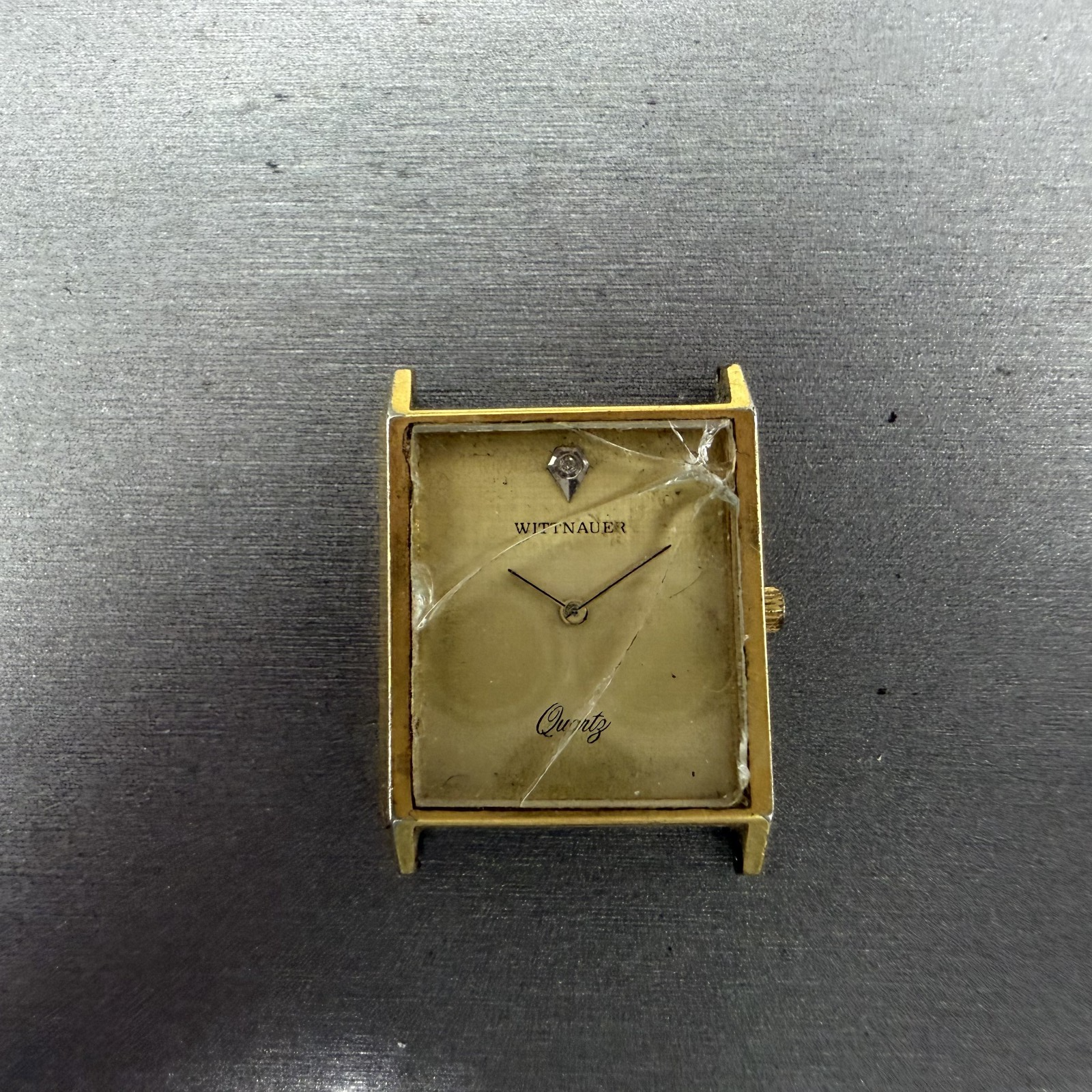 Wittnauer Tank Watch Men 25mm Champagne Dial Gold Tone Rectangle Vintage PARTS0