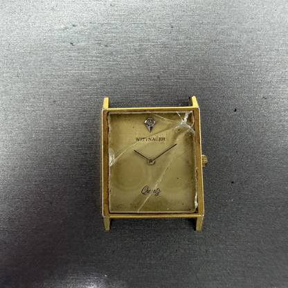 Wittnauer Tank Watch Men 25mm Champagne Dial Gold Tone Rectangle Vintage PARTS0