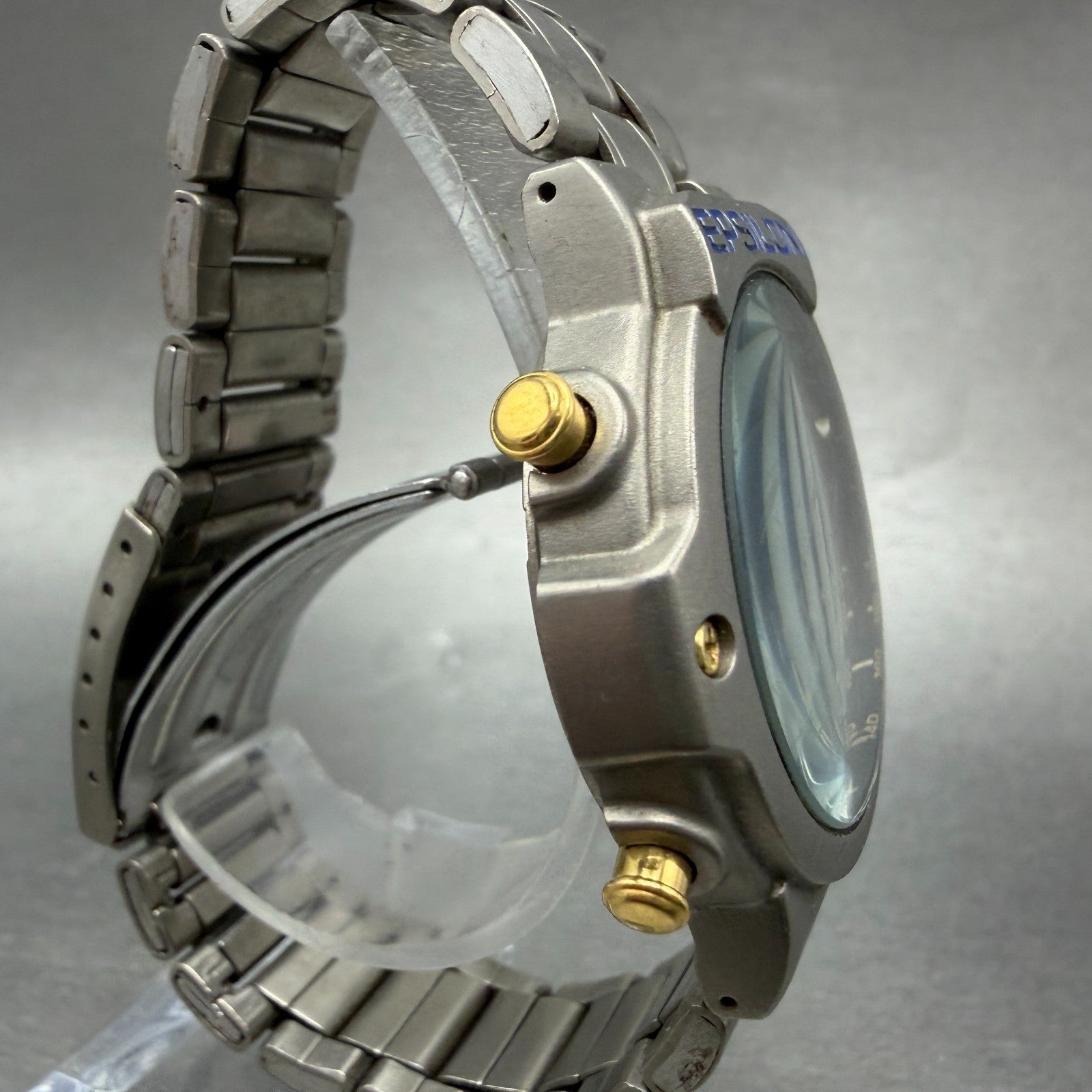 Seiko Alba Epsilon Chronograph Watch Men 41mm Blue Dial Titanium Date New Batt3