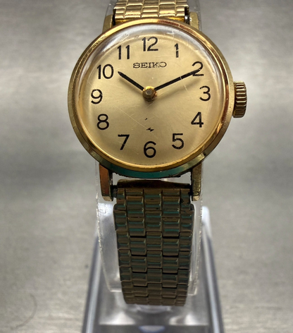 Seiko Watch Women 20mm Gold Dial Gold Tone Round 11-0039 Manual wind Works5
