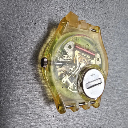 Swatch Bermudas Watch Men 34mm Green Dial Clear Case Round GK133 New Battery7