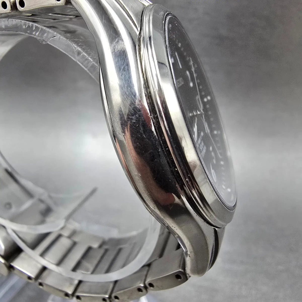 Seiko Atomic Solar Watch Men 39mm Black Dial Titanium Date 7B42-0AN0 Runs JDM3