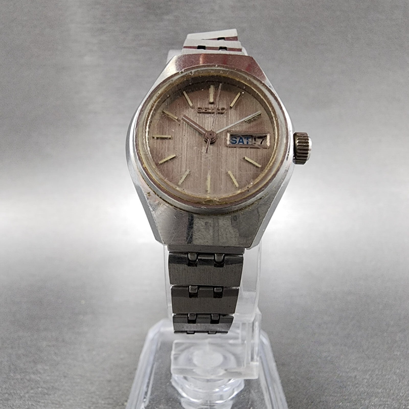 Seiko Automatic Watch Women 25mm Silver Dial Steel Daydate Round 22060040 READ5