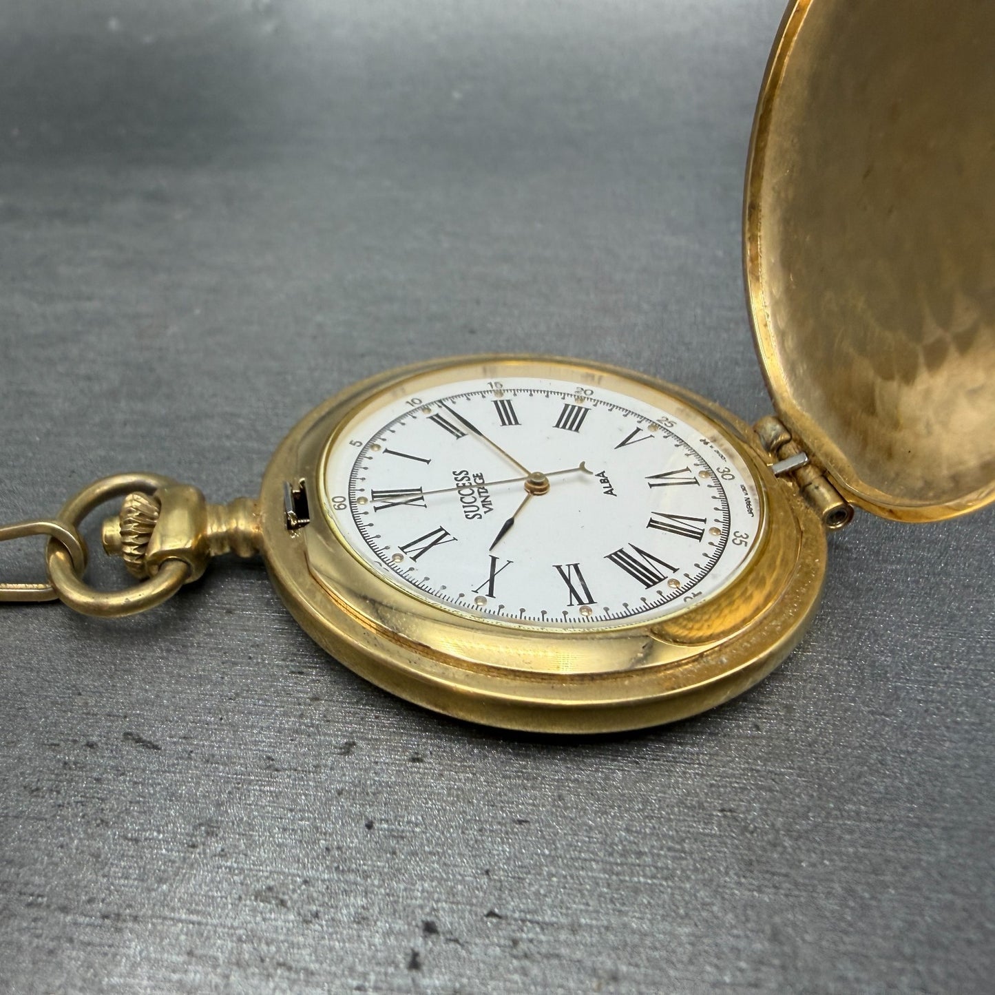 Seiko Alba Success Pocket Watch Men 42mm White Dial Gold Tone V301-0010 New Batt4