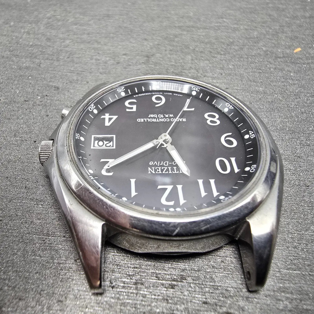 Citizen Eco-Drive Watch Men 38mm Black Dial Steel Atomic Round Date READ!!!!!! J5
