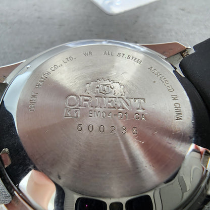 Orient Tri Star Watch Men 37mm Black Dial Steel Daydate Auto EM04D1 PARTS10