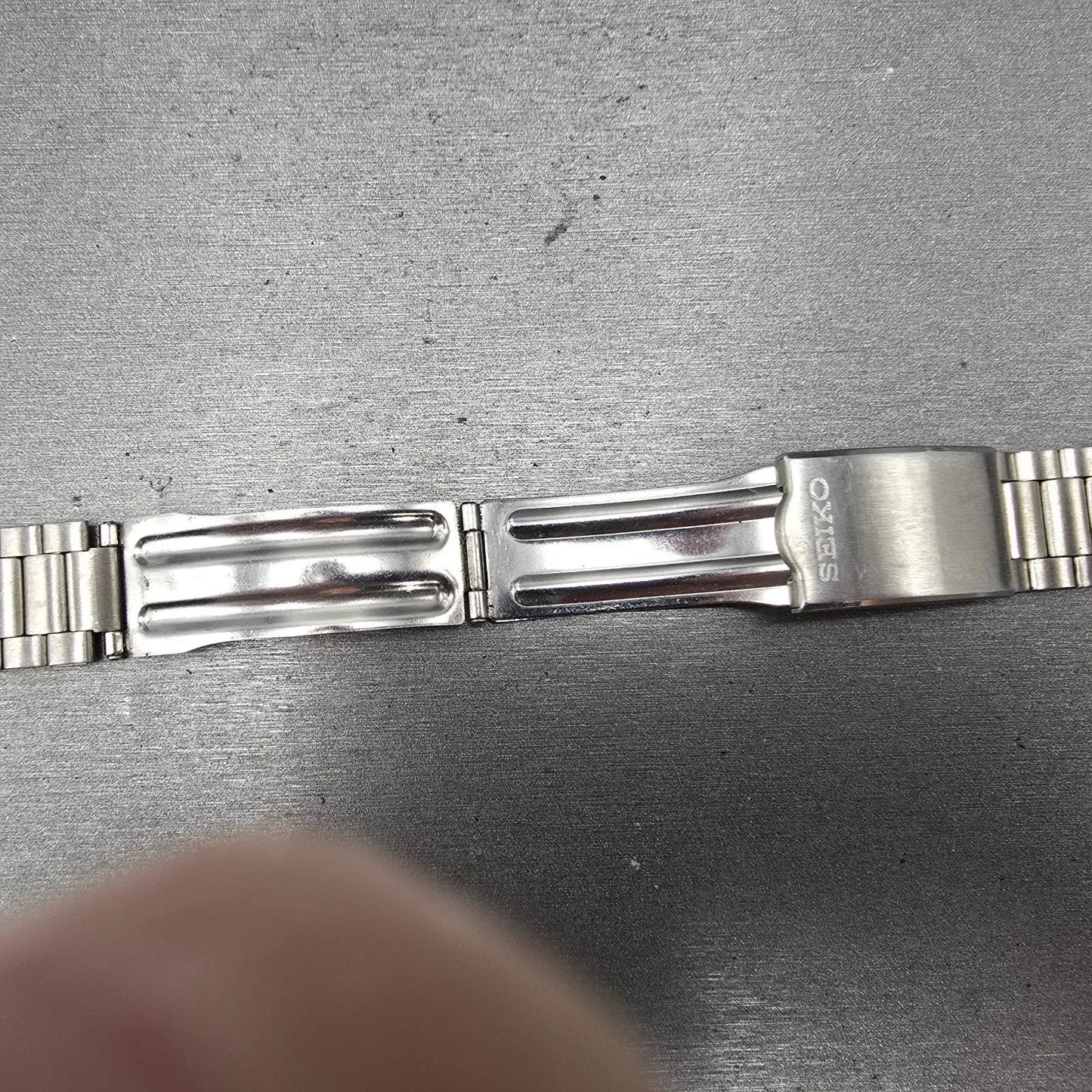 Seiko  Bracelet 20mm Stainless Steel Silver Tone Tri Folding Clasp VTG Japan15