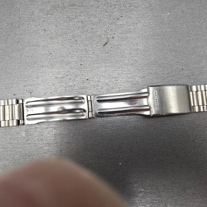 Seiko  Bracelet 20mm Stainless Steel Silver Tone Tri Folding Clasp VTG Japan15