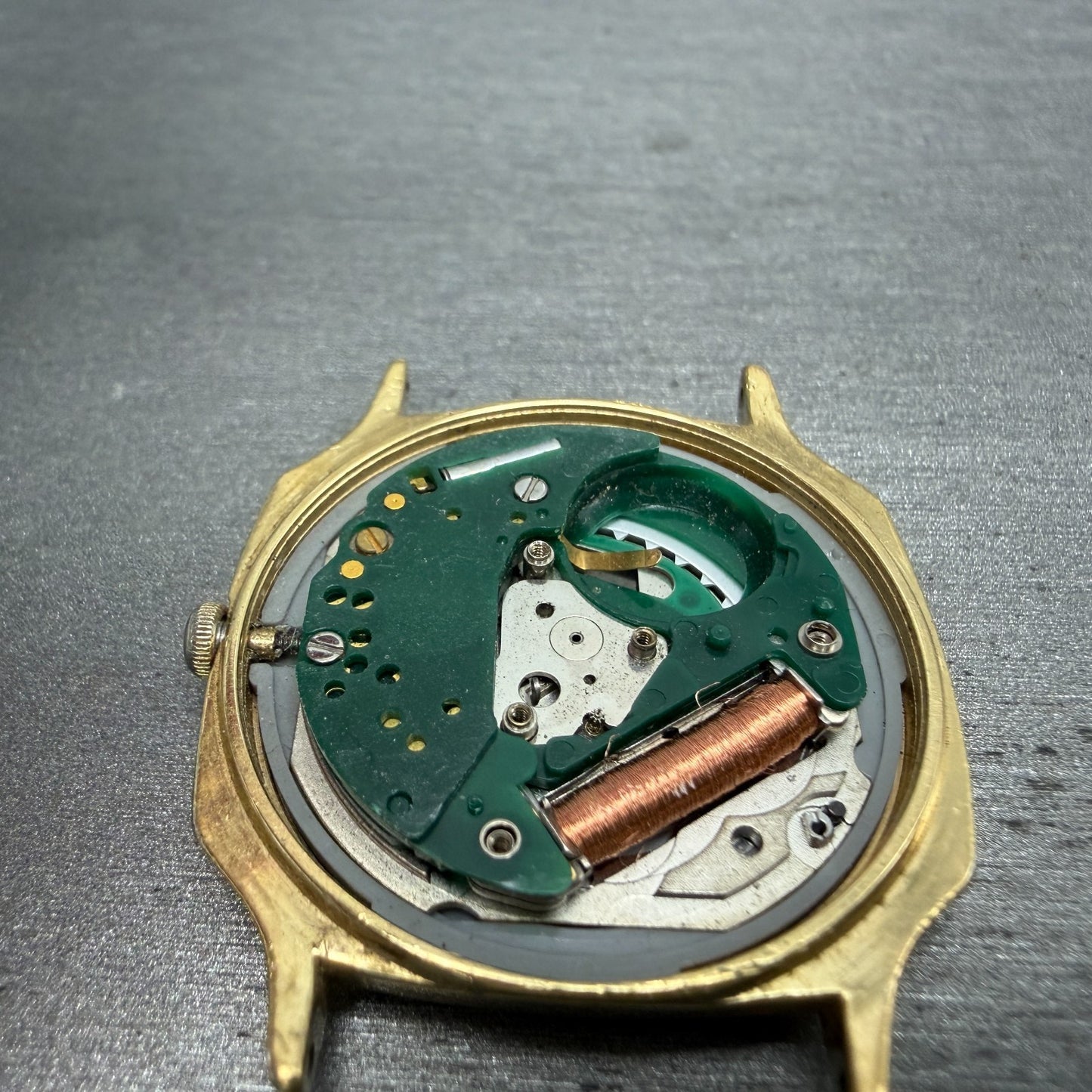 Seiko SQ Watch Men 31mm Black Dial Gold Tone Octagon Date 8222 PARTS Vintage8