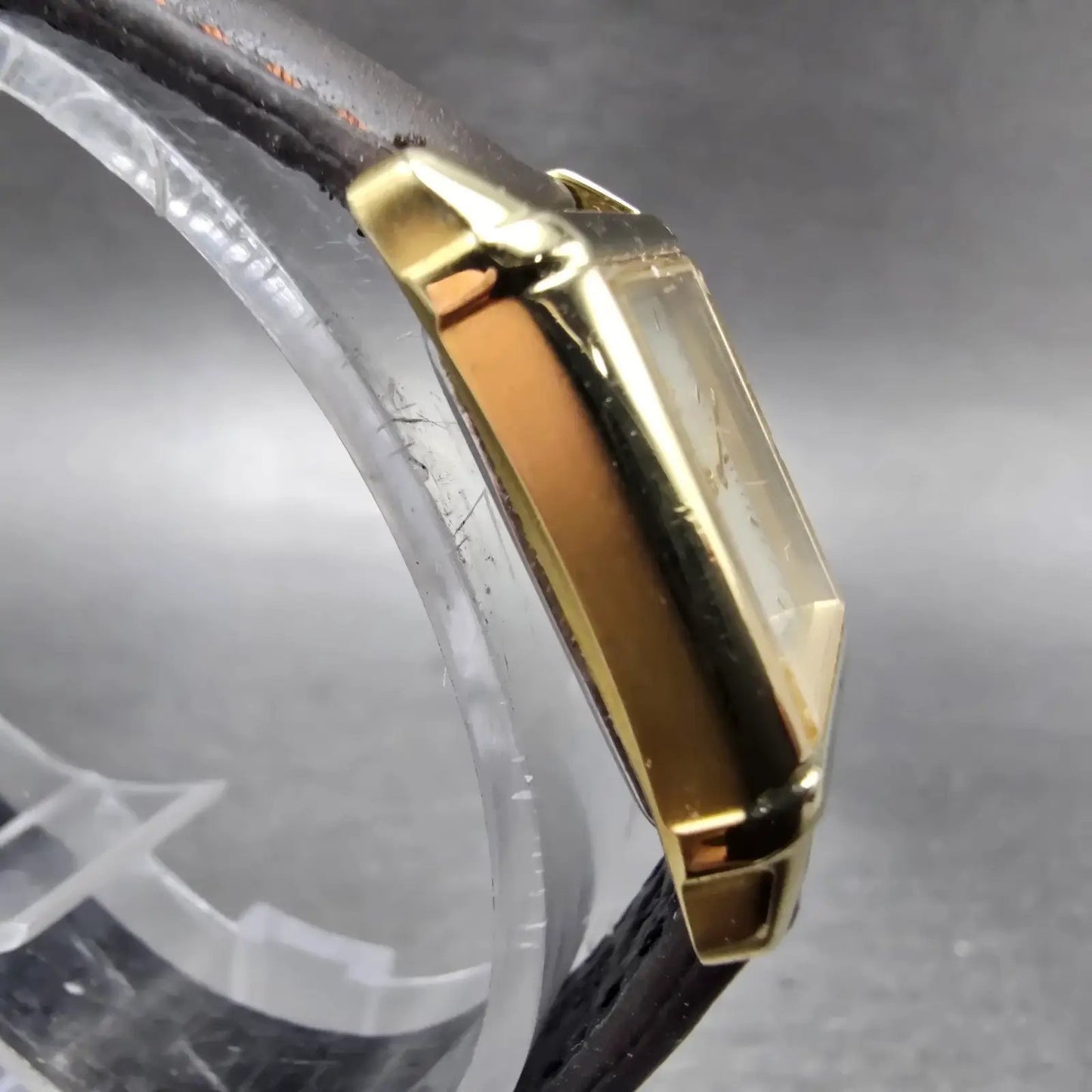 Citizen Eco-Drive Tank Watch Women 18mm Champagne Dial Gold Tone Rectangle Runs3