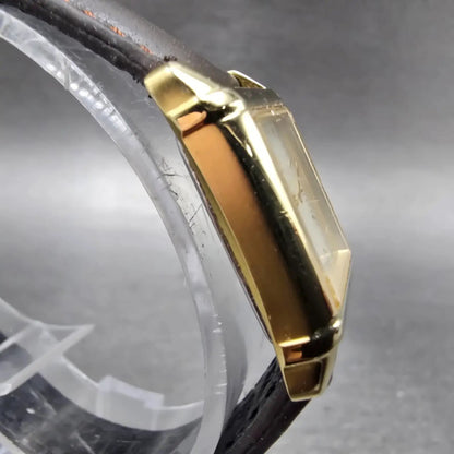 Citizen Eco-Drive Tank Watch Women 18mm Champagne Dial Gold Tone Rectangle Runs3