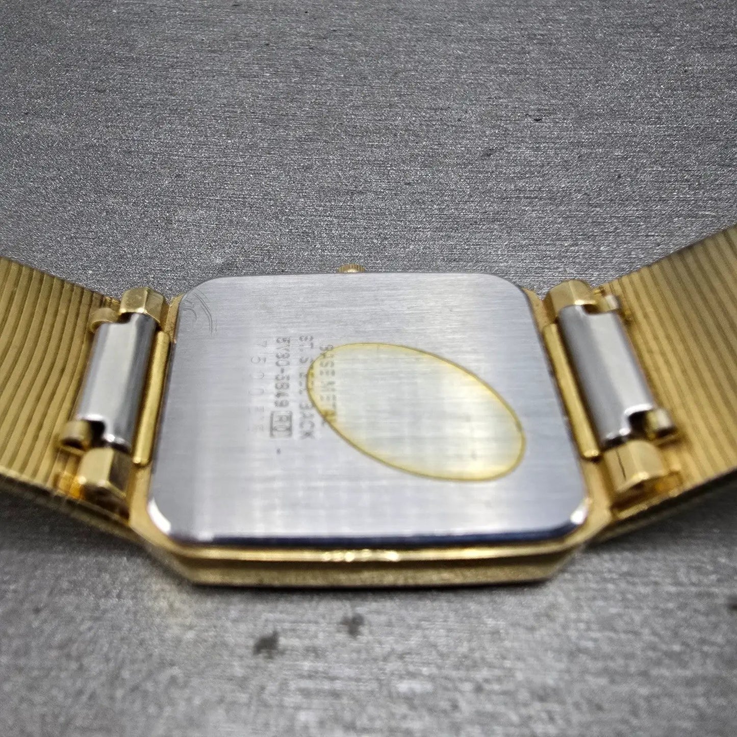 Seiko Tank Watch Men 25mm Champagne Dial Gold Tone Rectangle 5Y30-5B49 PARTS13