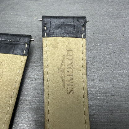 Longines Leather Band 20mm Black Crocodile grain Vintage Silver Buckle8