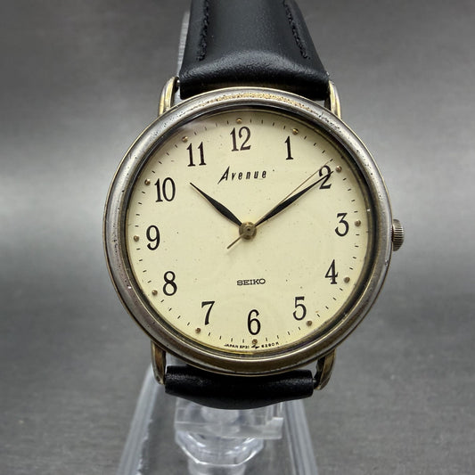 Seiko Avenue Watch Men 31mm Champagne Dial Gold Tone Round 5P31-6220 NewBat READ0