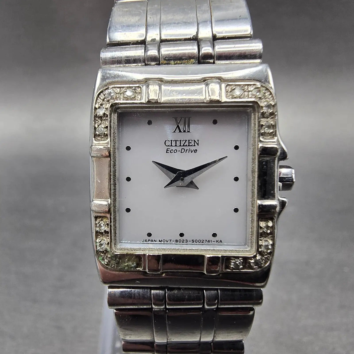 Citizen Eco-Drive Tank Watch Women 20mm White Dial Silver B023-S001439 Runs0