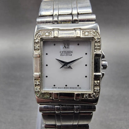 Citizen Eco-Drive Tank Watch Women 20mm White Dial Silver B023-S001439 Runs0