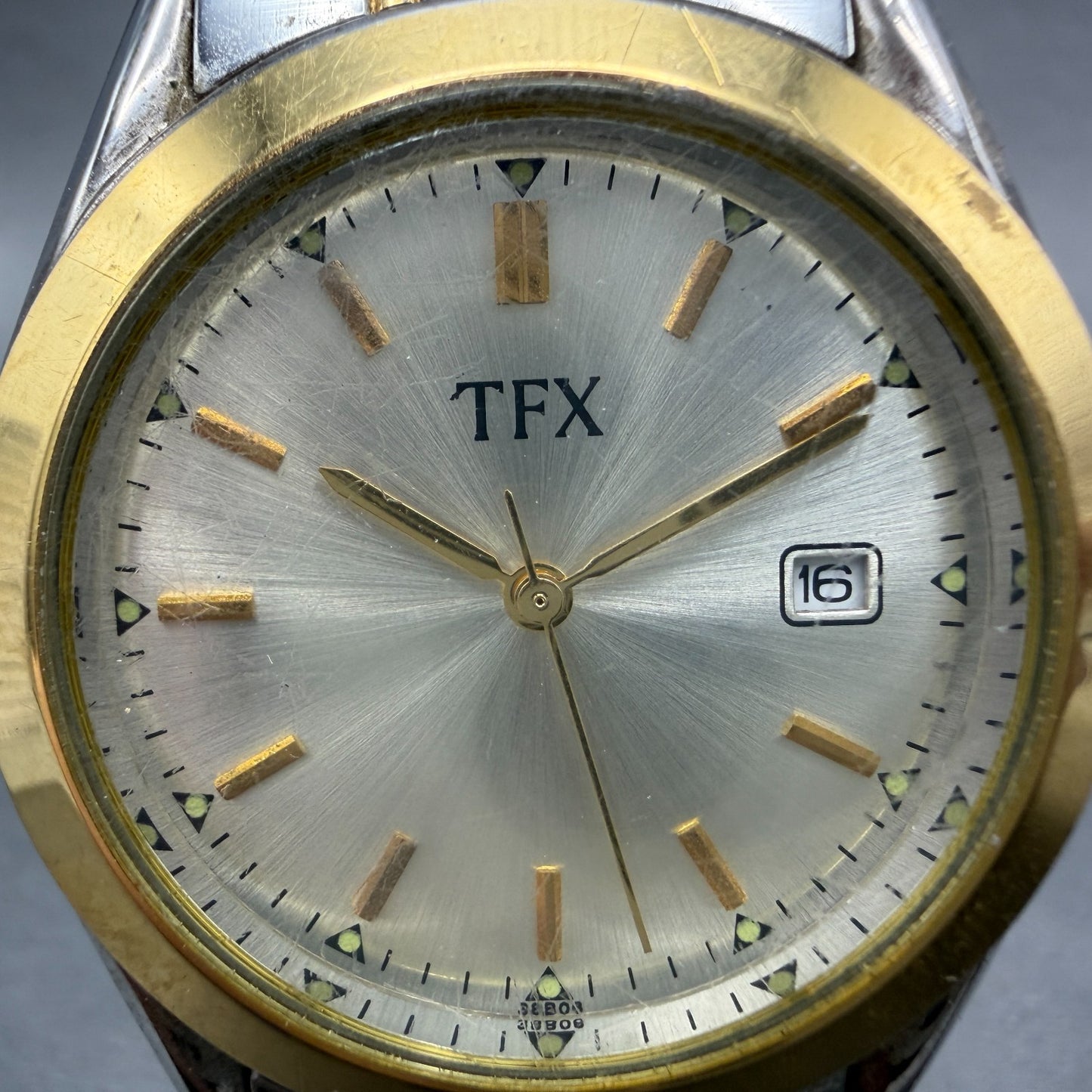 Bulova TFX Watch Men 37mm Champagne Dial Two Tone Date Round 38B08 New Battery1