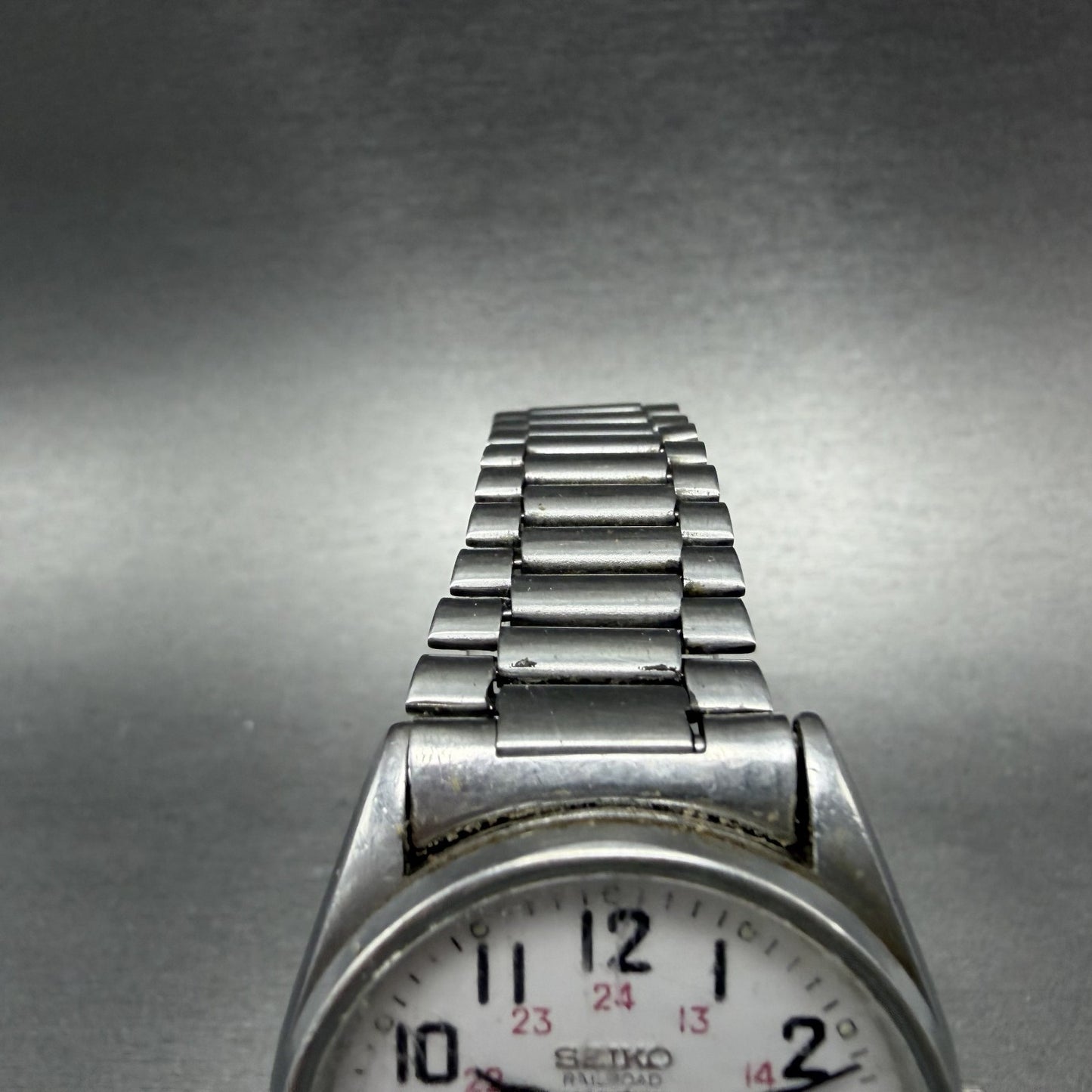 Seiko SQ Railroad Approved Watch Men 34mm White Dial Steel Daydate New Battery4