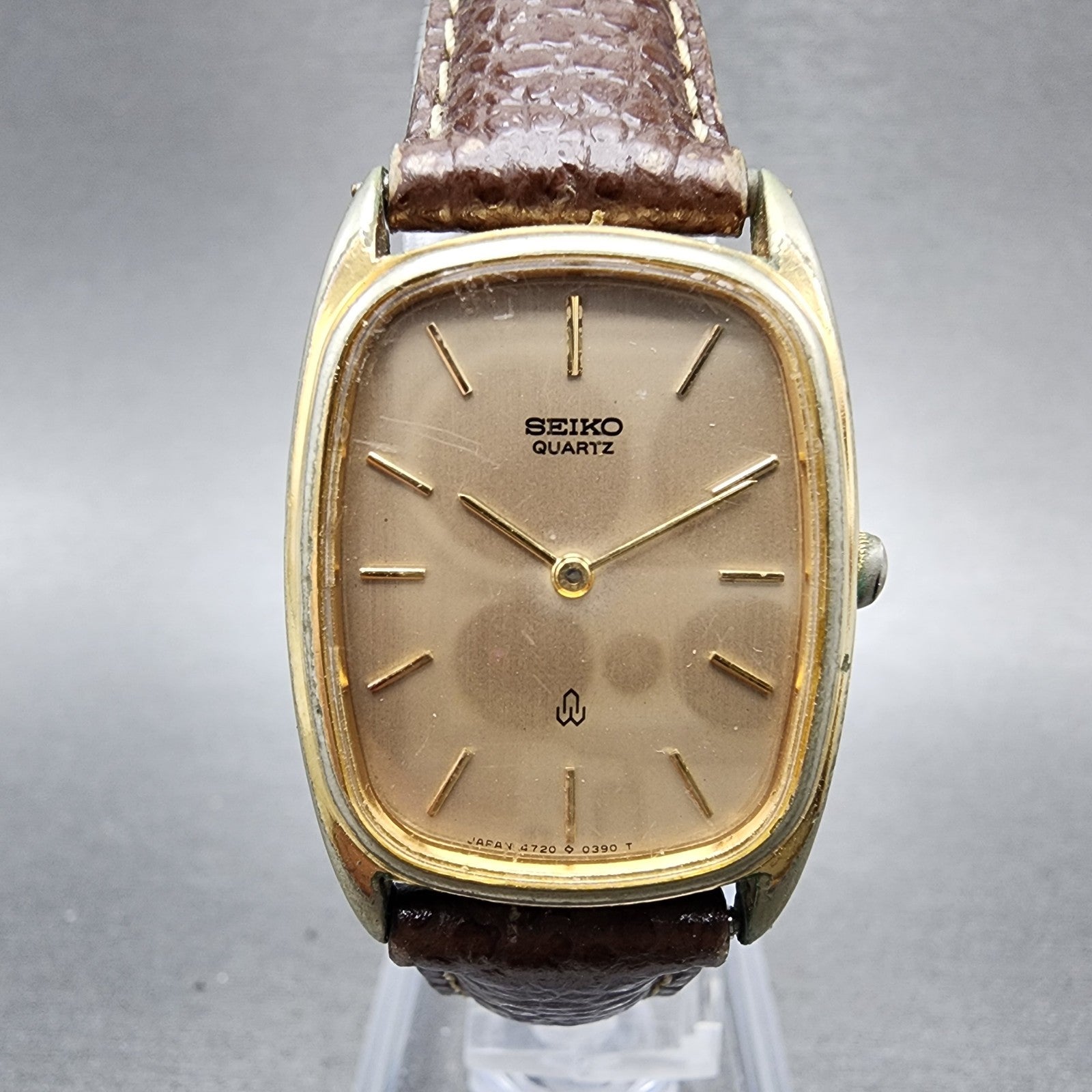 Seiko Tank Watch Women 23mm Champagne Dial Gold Tone Rectangle 47205100 New Bat0