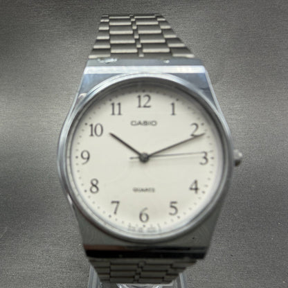 Casio MQ-336 Watch Men 33mm White Dial Silver Tone Round New Battery Vintage PL30