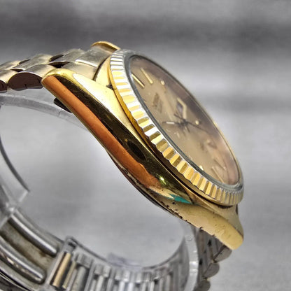 Seiko SQ President Watch Men 36mm Gold Dial Gold Tone Daydate 7123-8059 New Batt3