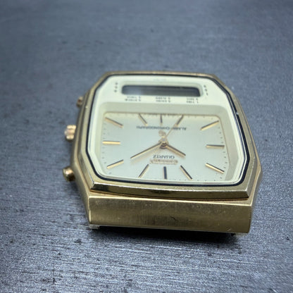 Citizen Analog Digital Watch Men 33mm Champagne Dial Gold Tone 4-082184 PARTS5