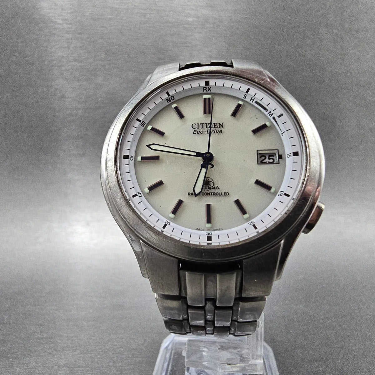Citizen Eco-Drive Attesa Watch Men 39mm White Dial Titanium Atomic Date PARTS JP6