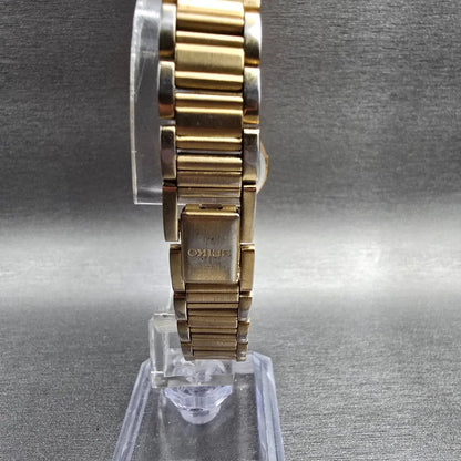 Seiko Watch Women 25mm White Dial Gold Tone Round V701-2F50 New Battery JP7