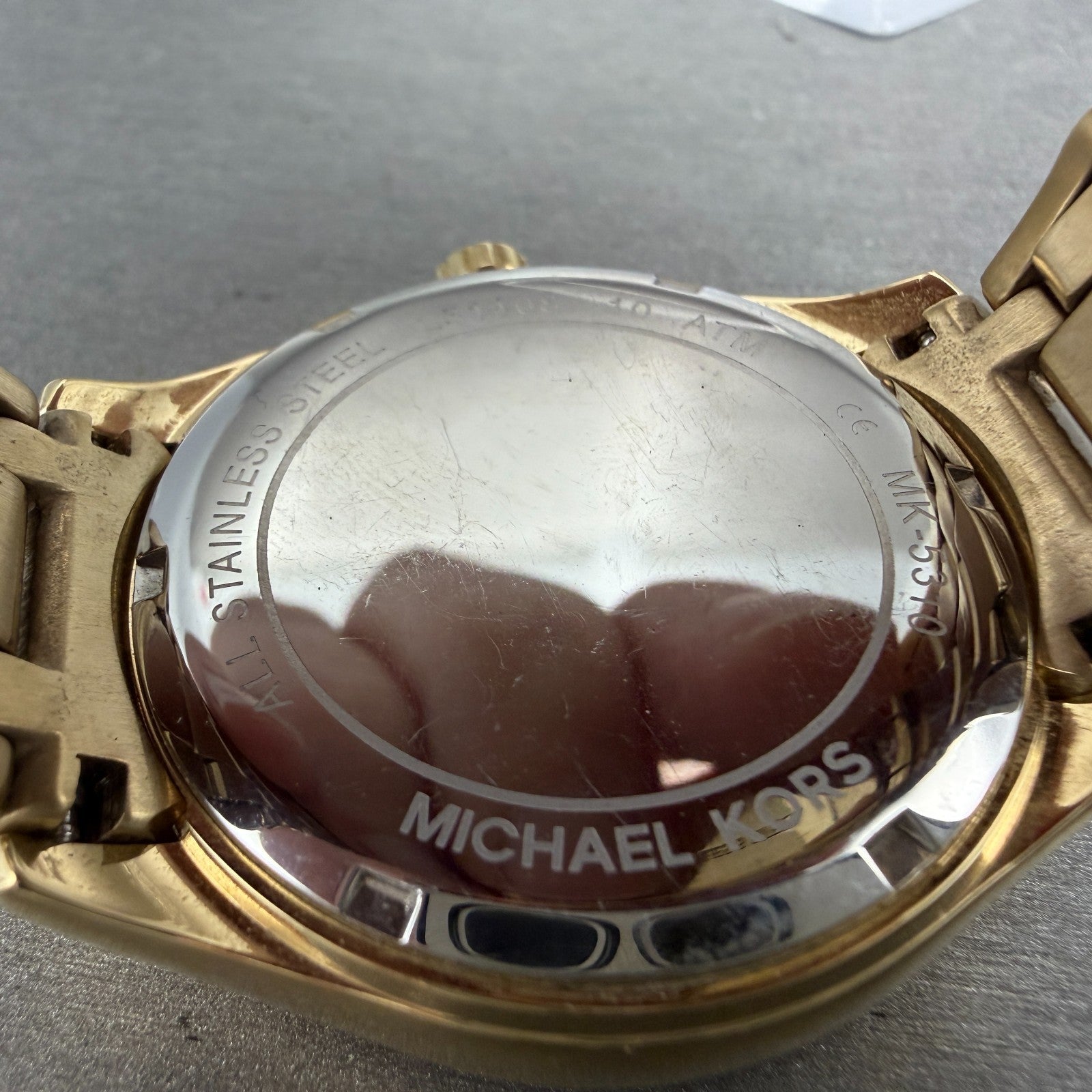 Michael Kors Watch Women 40mm MOP Dial Gold Tone Date Round MK-5310 New battery9
