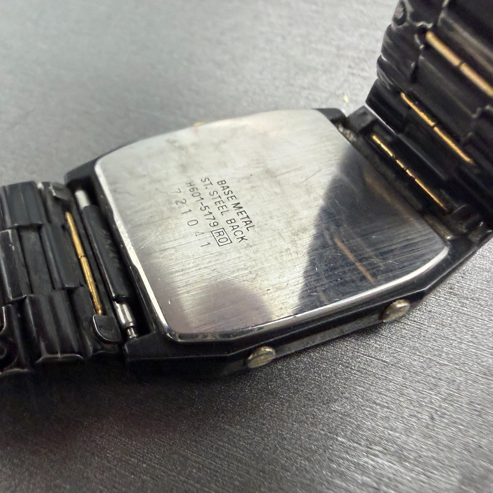 Seiko Analog Digital Watch Men 28mm Black Gold Alarm Chrono H601-5179 PARTS10