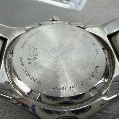 Seiko Alba Chronograph Watch Men 42mm Black Dial Steel Date Round New Battery9