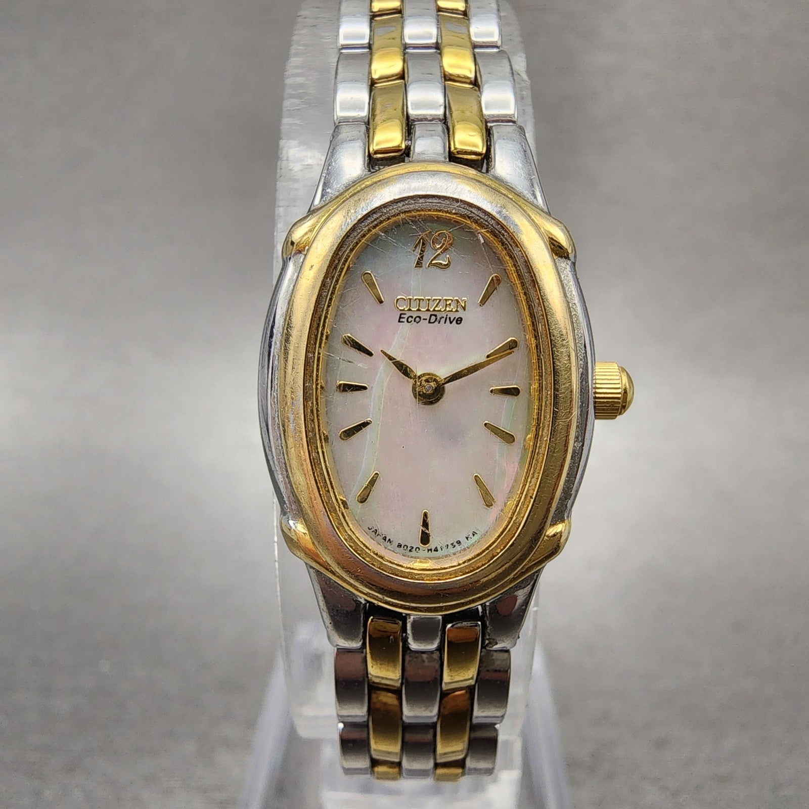 Citizen EcoDrive Watch Women 17mm MOP Dial Two Tone Oval B020H23923 Runs0