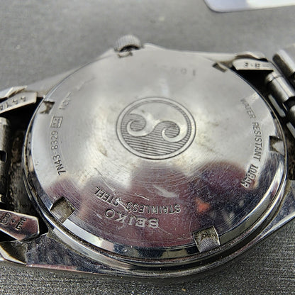 Seiko Watch Men 35mm Black Dial Silver Tone Daydate Round 7n438329 New Battery9
