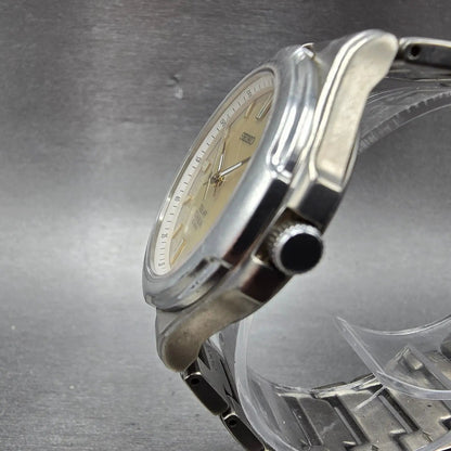 Seiko Solar Watch Men 37mm Brown Dial Titanium Date Round V145-0E00 PARTS3
