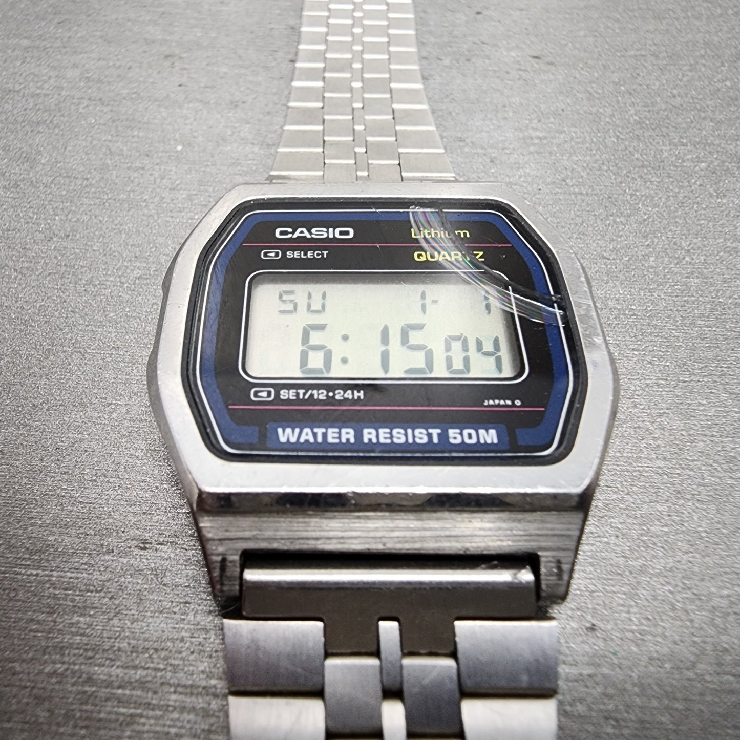 Casio W62 Watch Men 34mm Digital Silver Tone Octagon READ!! New Battery Vintage2