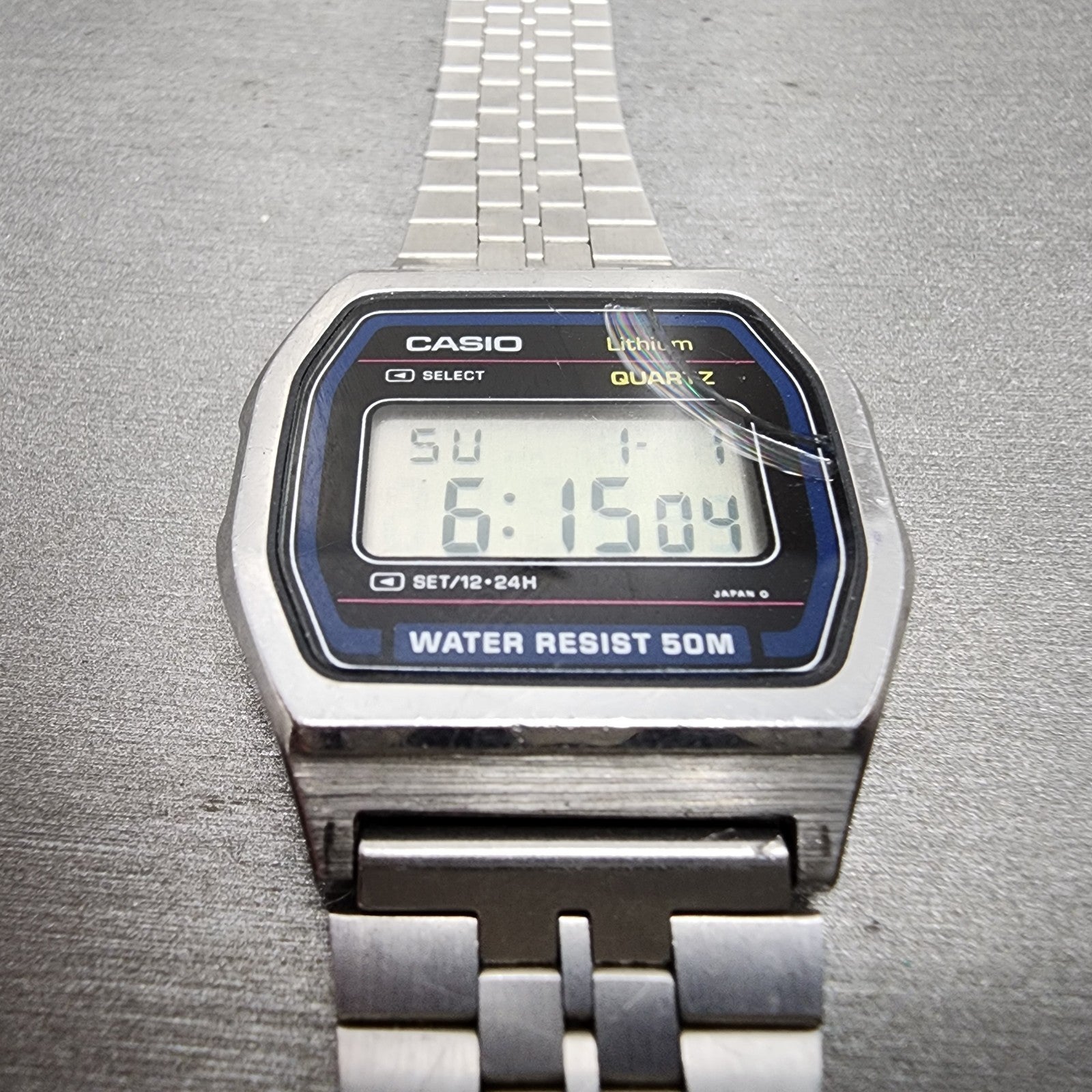 Casio W62 Watch Men 34mm Digital Silver Tone Octagon READ!! New Battery Vintage2