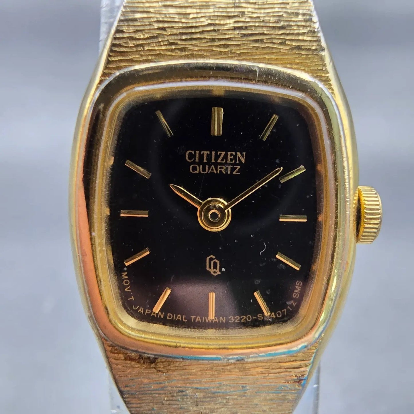 Citizen CQ Watch Women 17mm Black Dial Gold Tone Oval 3220-S09150 New Battery1