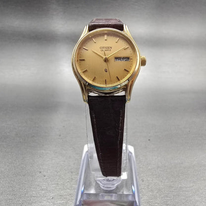 Citizen CQ Watch Women 23mm Gold Dial Gold Tone Daydate 6000-S19970 New Battery5