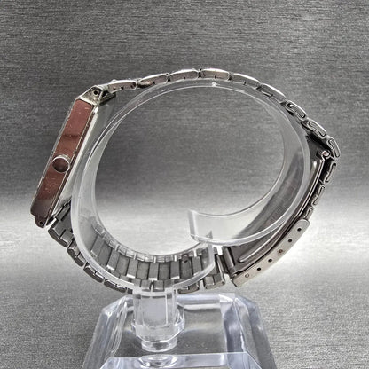 Seiko Tank Watch Men 24mm Silver Dial Silver Tone Rectangle 2C21-5180 New Batt6