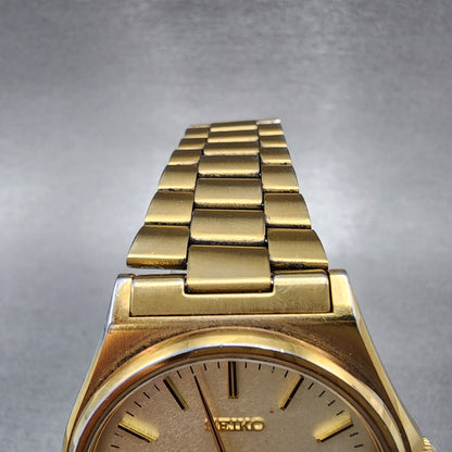 Seiko Spirit Watch Men 35mm Champagne Dial Gold Tone Daydate 7n437180 PARTS5