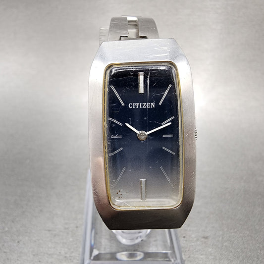 Citizen Tank Watch Women 21mm Blue Dial Steel Rectangle Manual Wind Runs VTG0