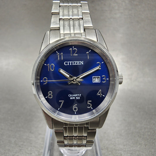 Citizen Watch Women 27mm Blue Dial Stainless Steel Date Round New Battery0