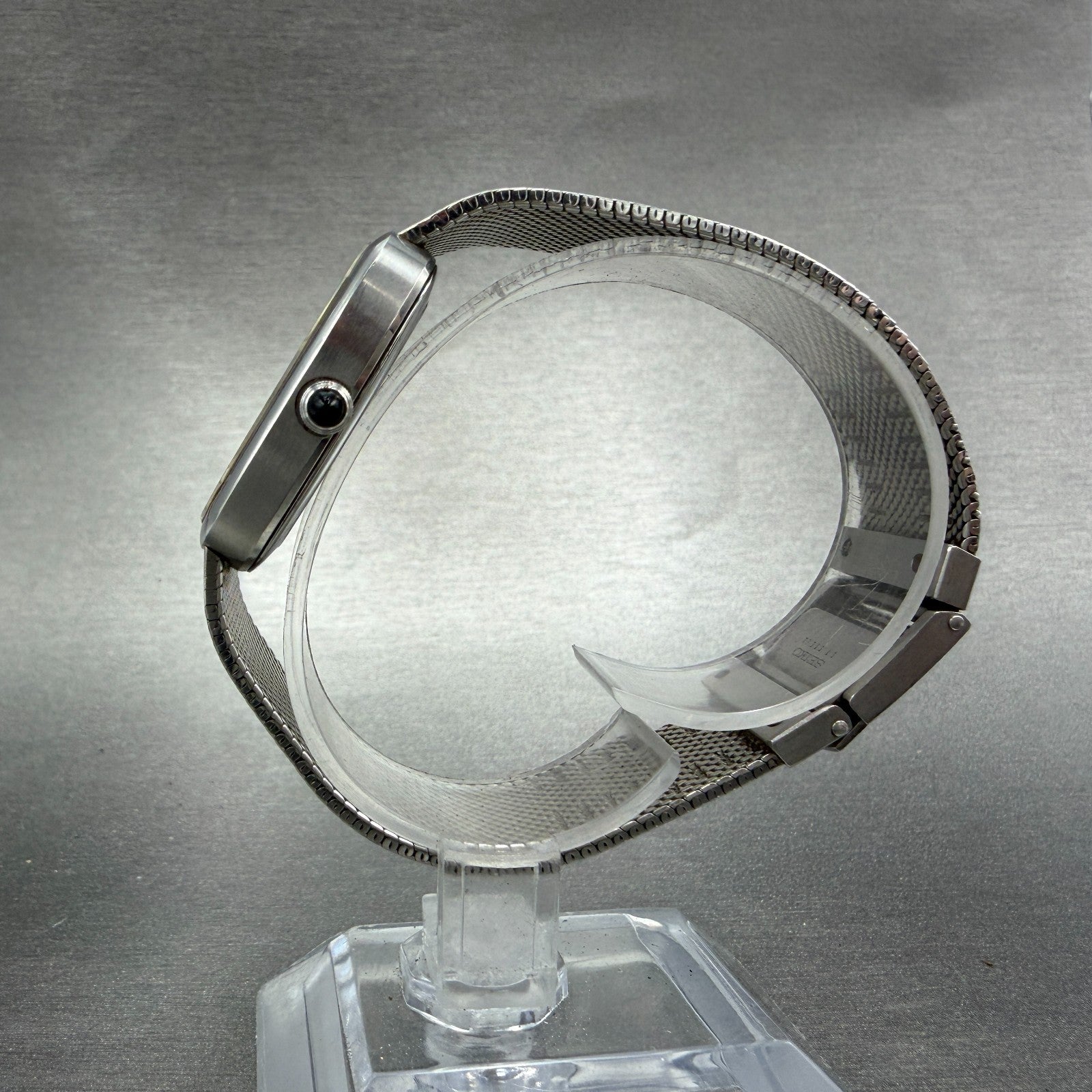 Seiko Watch Men 32mm Silver Dial Silver Tone Square 5854-5000 New Battery VTG6