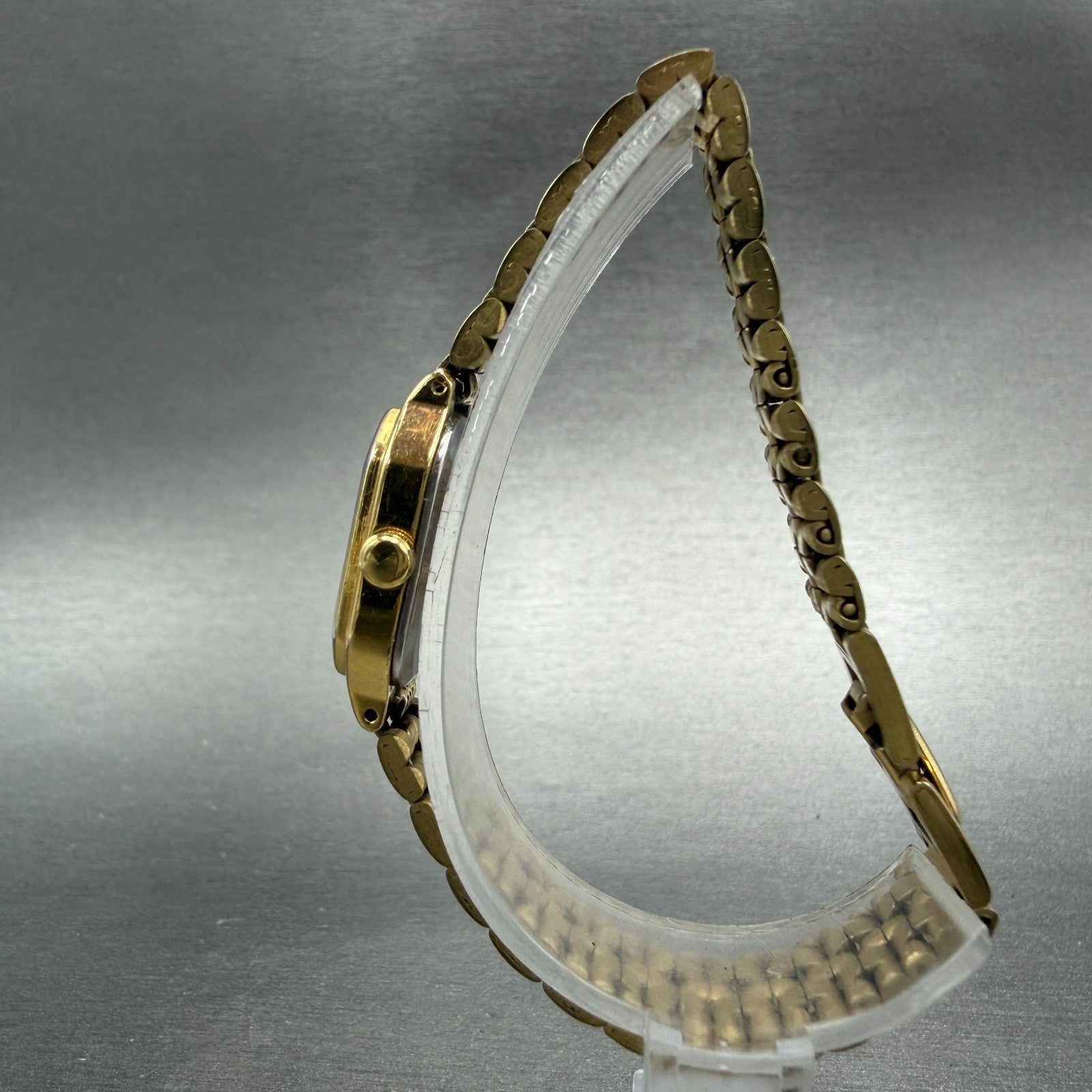 Seiko SX Watch Women 17mm Gold Dial Gold Tone Octagon V401-5251 New Battery6