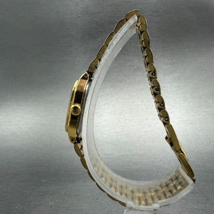 Seiko SX Watch Women 17mm Gold Dial Gold Tone Octagon V401-5251 New Battery6