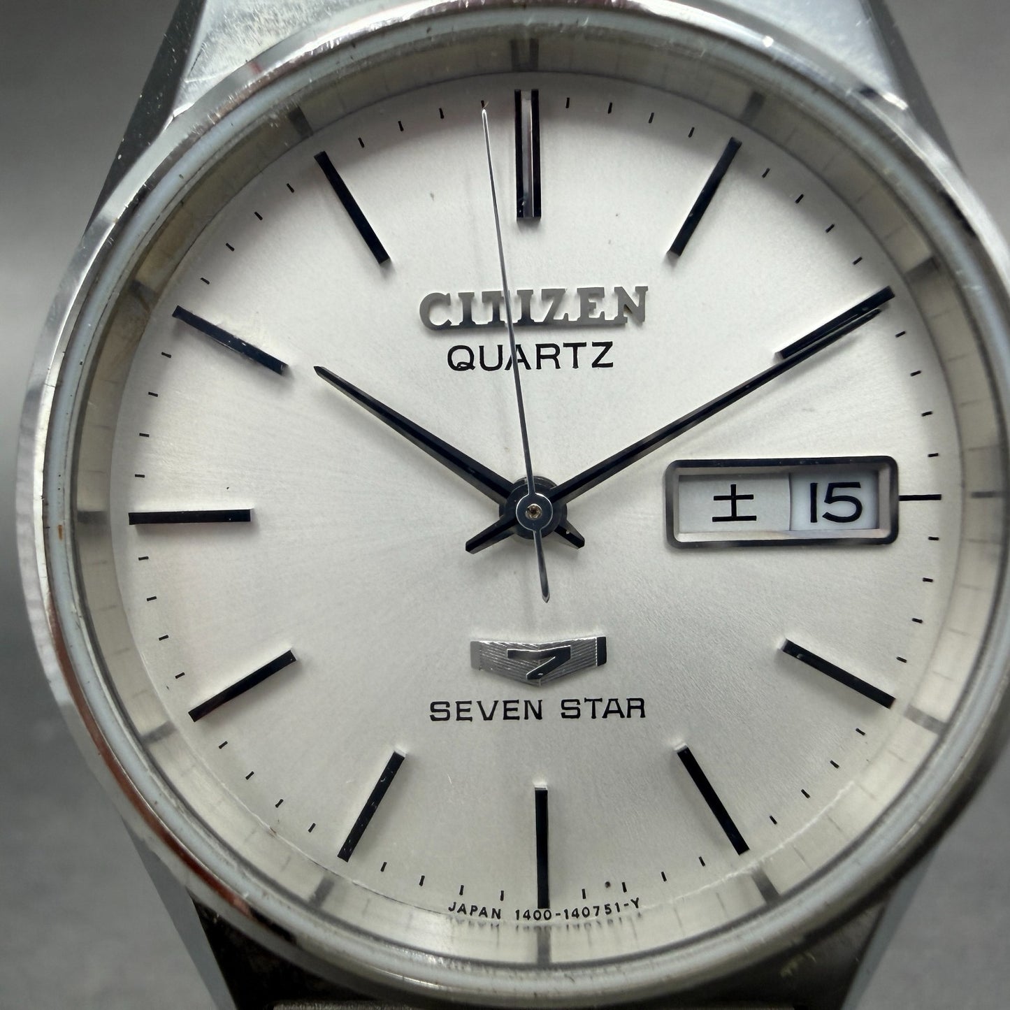 Citizen Seven Star Watch Men 35mm White Dial Silver Tone Daydate Round New Batt1