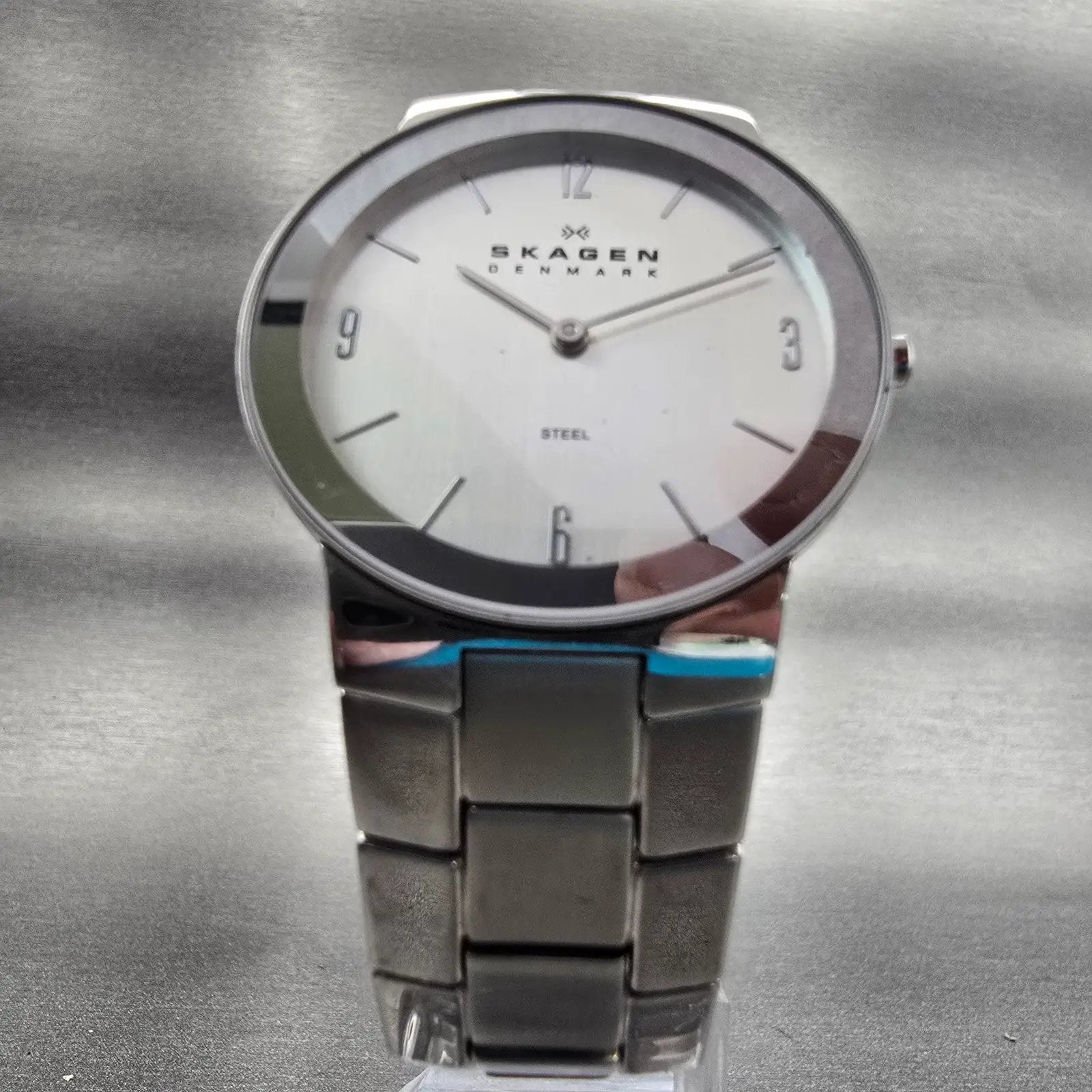 Skagen Watch Men 34mm Silver Dial Silver Tone Round 430MSSX1 New Battery5