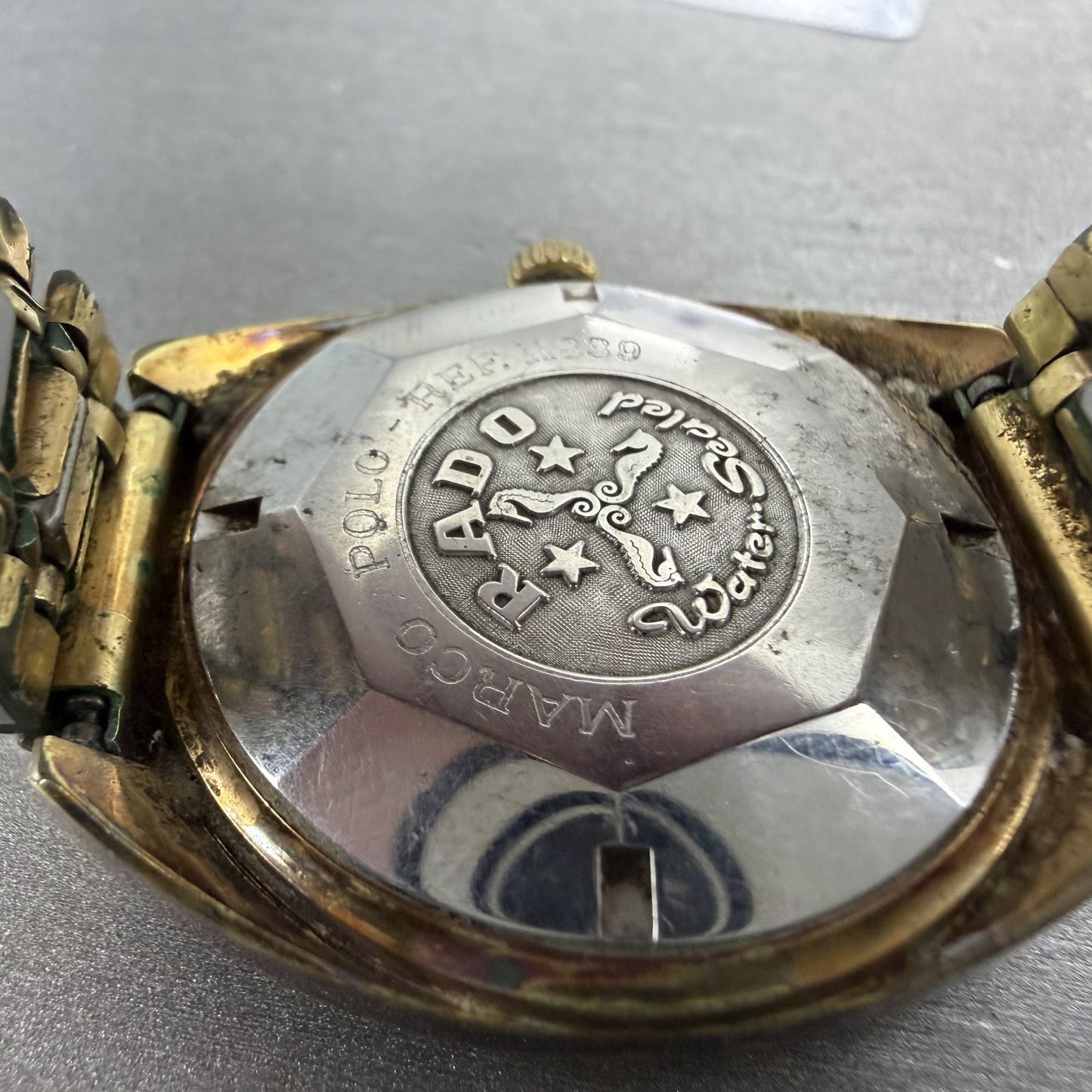 Rado Marco Polo Watch Men 36mm Gold Dial Gold Tone 11839 Daydate Automatic Runs9